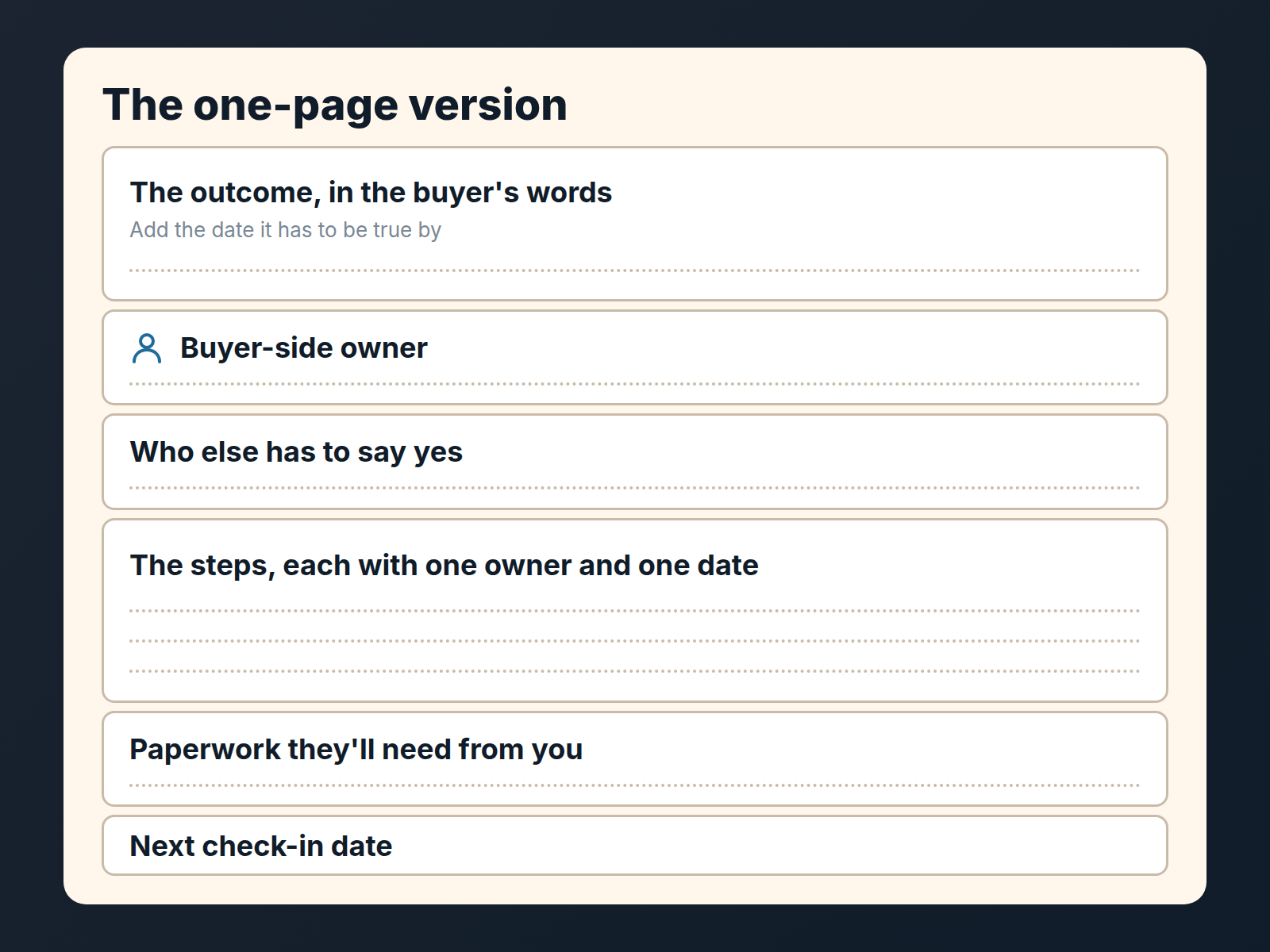 Screenshot of the mutual action plan template with example entries.