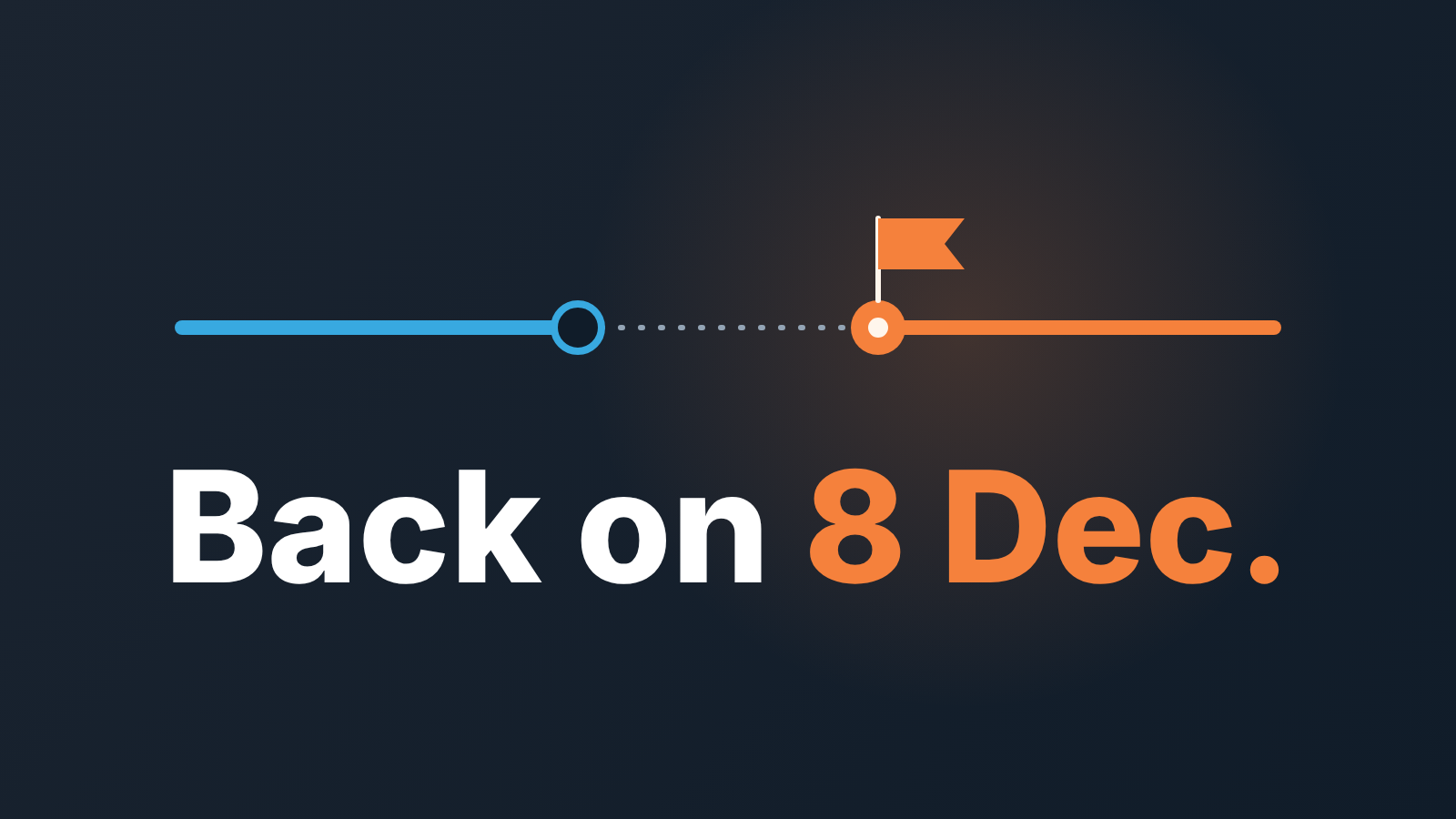 Customer timeline with a gap in the line and a flag marking the return date