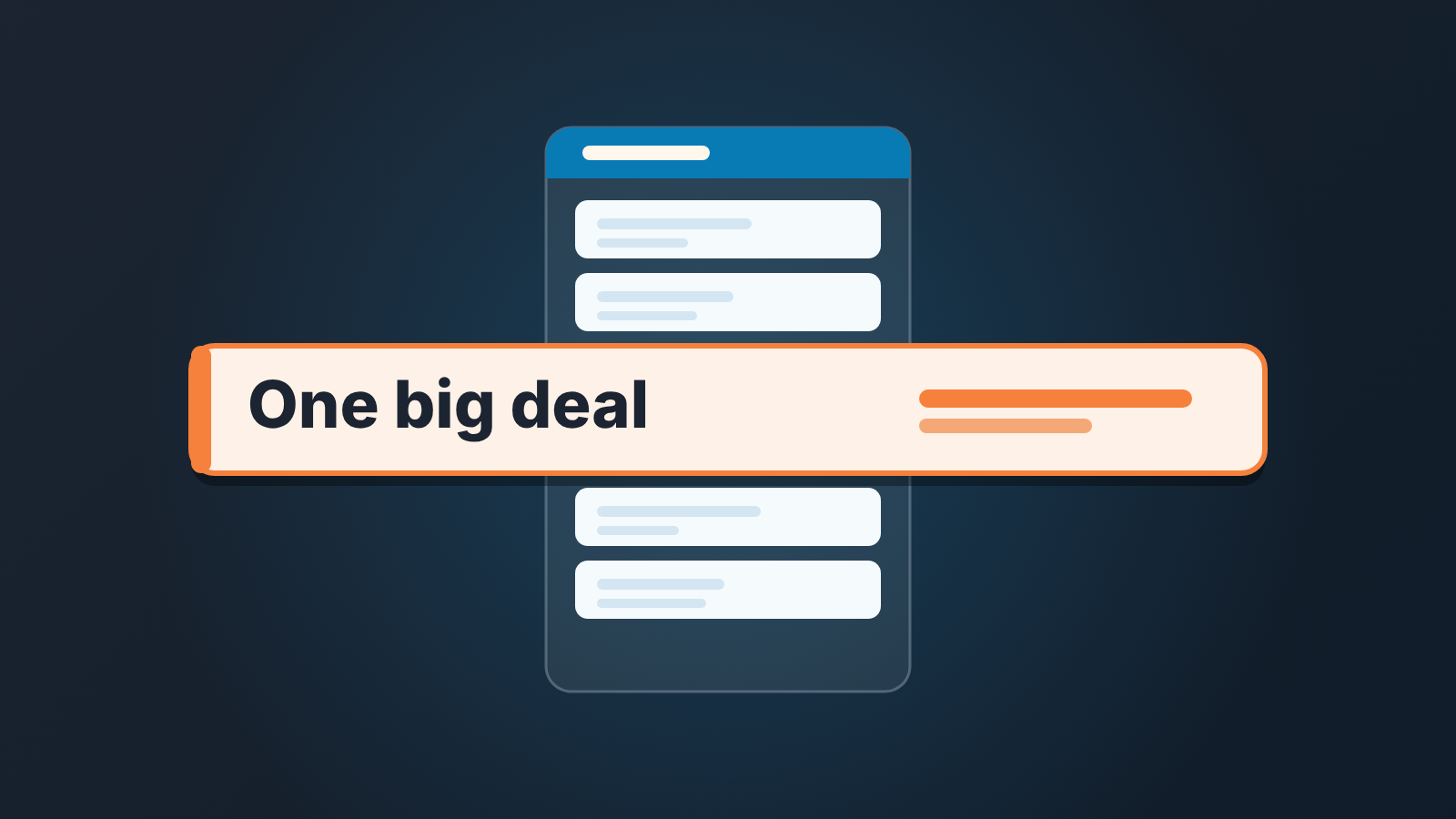 A single oversized deal card standing out among small deal cards in one sales pipeline column