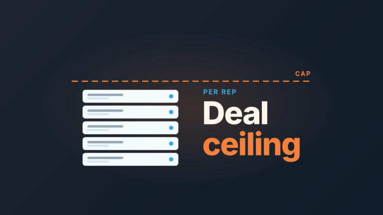 Sales rep's pipeline board with a cap line above a stack of open deal cards