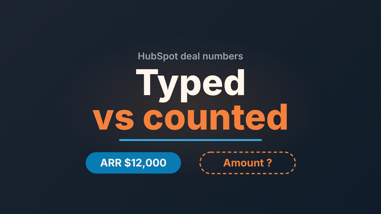 Cover: "Typed vs counted" with an ARR chip and a dashed Amount chip marked with a question mark