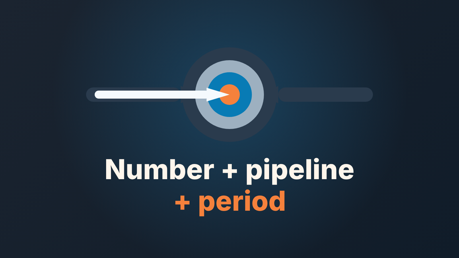Cover: a bullseye hit by an arrow along a pipeline bar, with the words Number + pipeline + period