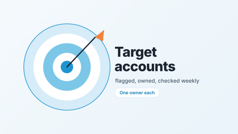 Bullseye target with an arrow in the centre and the words "Target accounts" beside it
