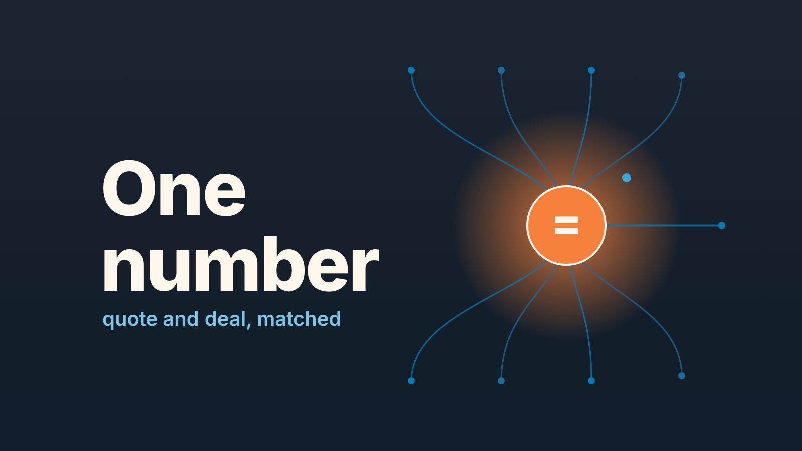 Dark cover with the words "One number" and a warm node marked "=" where many thin threads converge