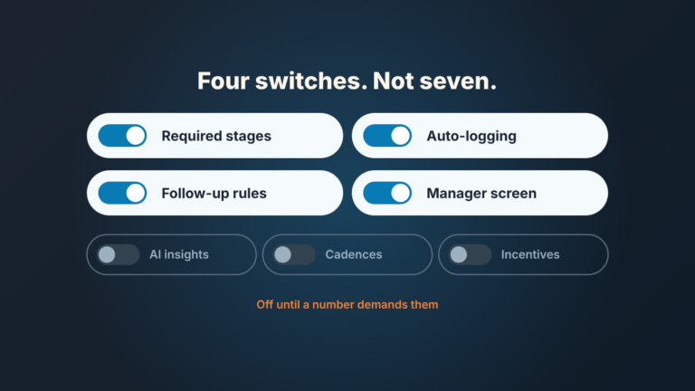 Illustration demonstrating sales force automation features for small teams.