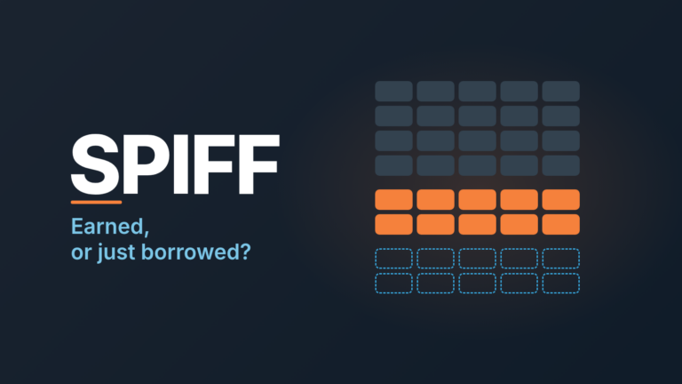 Calendar grid of weeks: a two-week SPIFF window in orange between earlier weeks in grey and two dashed weeks after it
