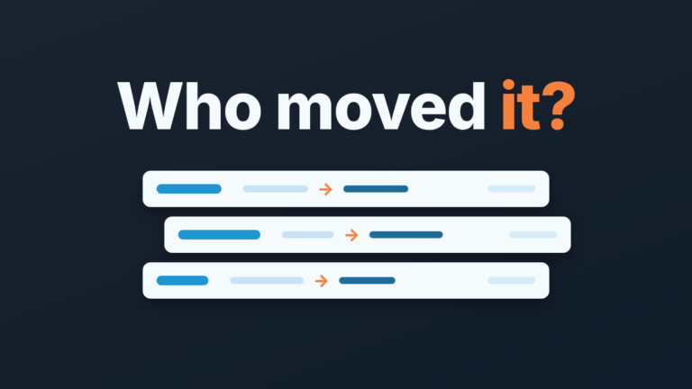 Headline "Who moved it?" above three stacked change rows, each showing an old value turning into a new one.