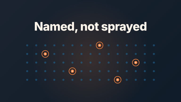 Abstract cover: a field of dim blue dots with five picked out in orange rings, the named few among many