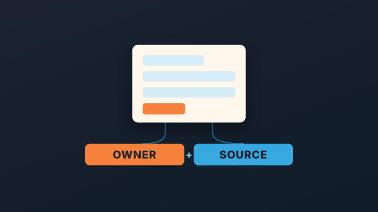 Form card with two tags below it, Owner and Source: the two things to set before a web form goes live.